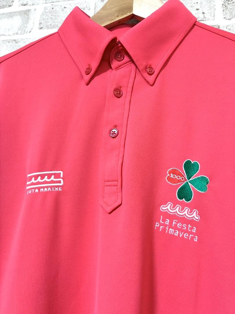 【フォロー割】ムータマリン メンズ 半袖 ポロシャツ Lサイズ オレンジピンク