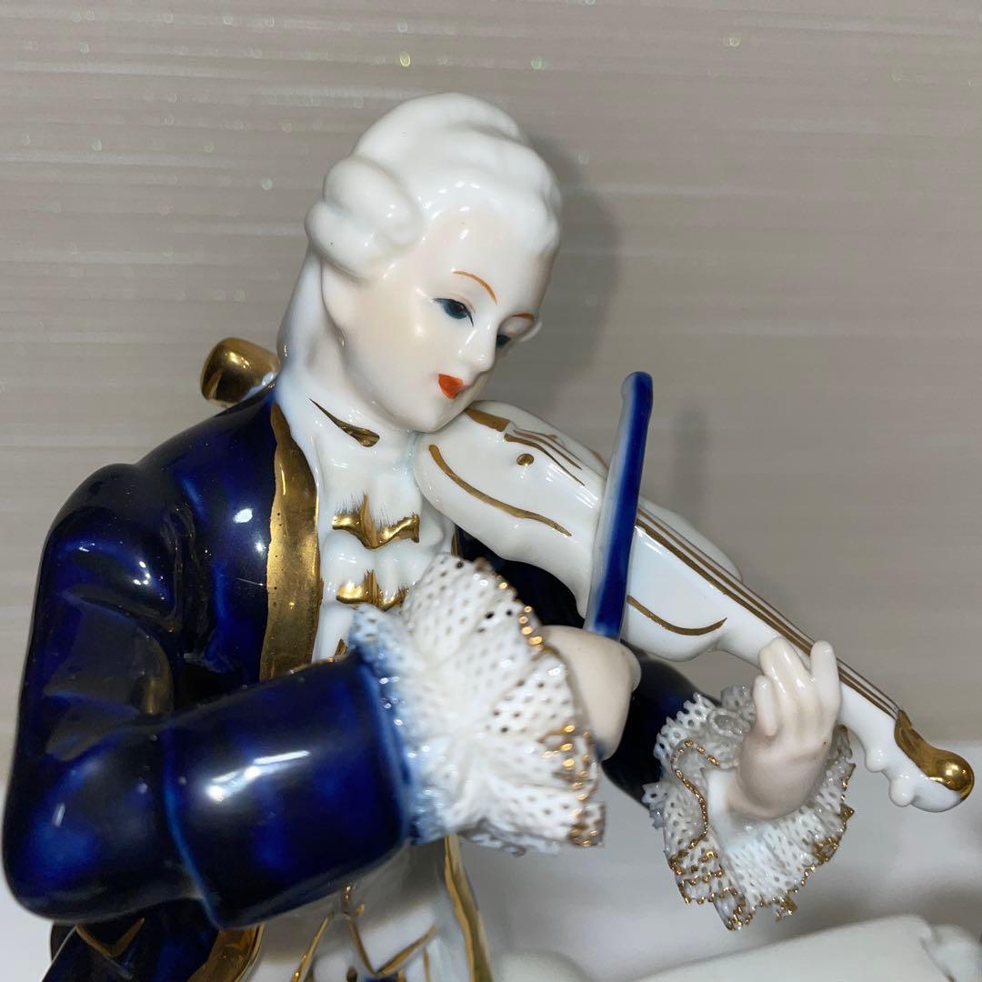 加藤工芸 ドレスドール陶器人形　バイオリンとピアノ