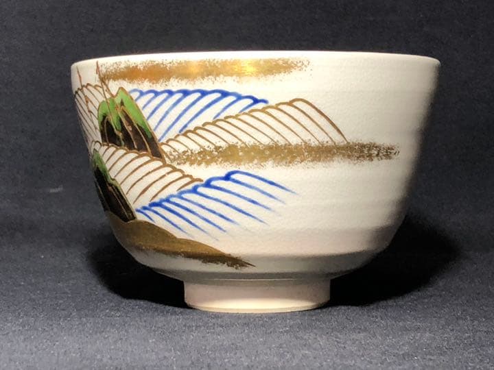【茶道具】色絵柳島茶碗 桐鳳窯京峰造 抹茶碗 茶碗A333