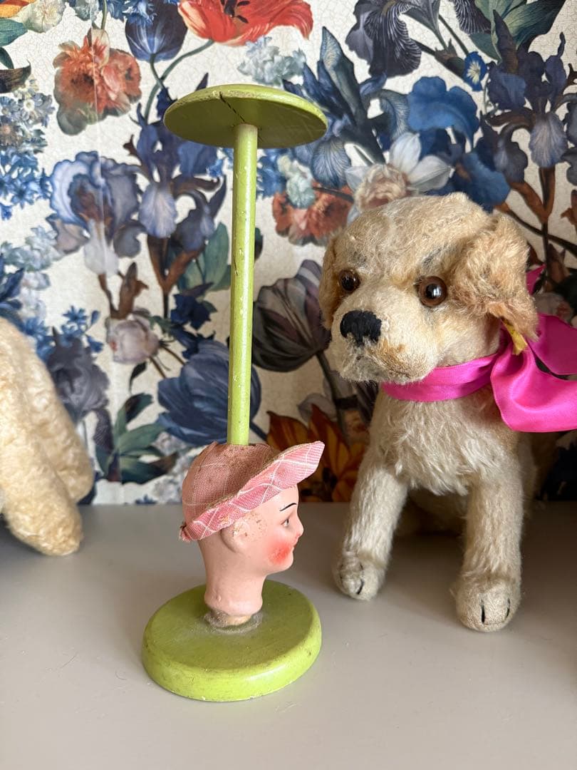 ドールヘッド付きハットスタンド　アンティーク