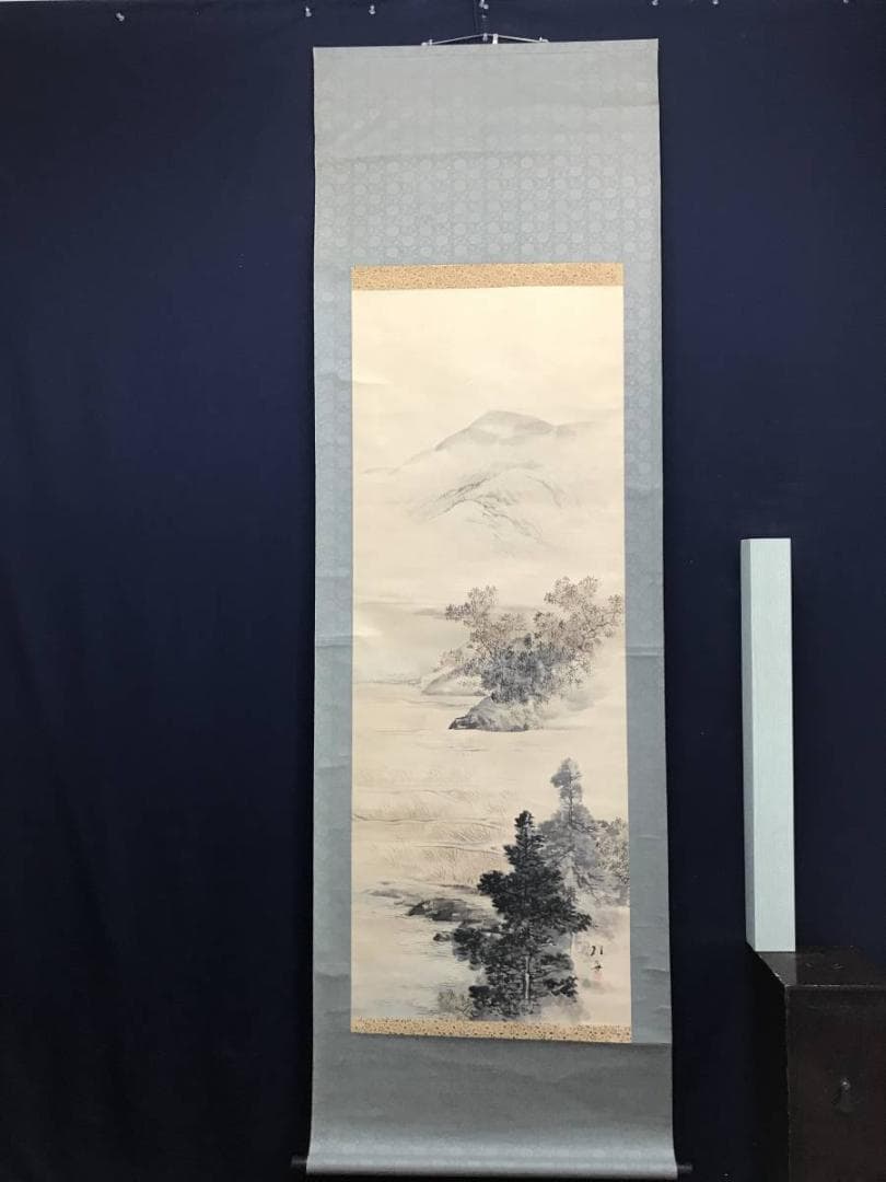 【真作】羽田桂舟/田家図/山水図/秋景山水図/掛軸/名家伝来/AC-749