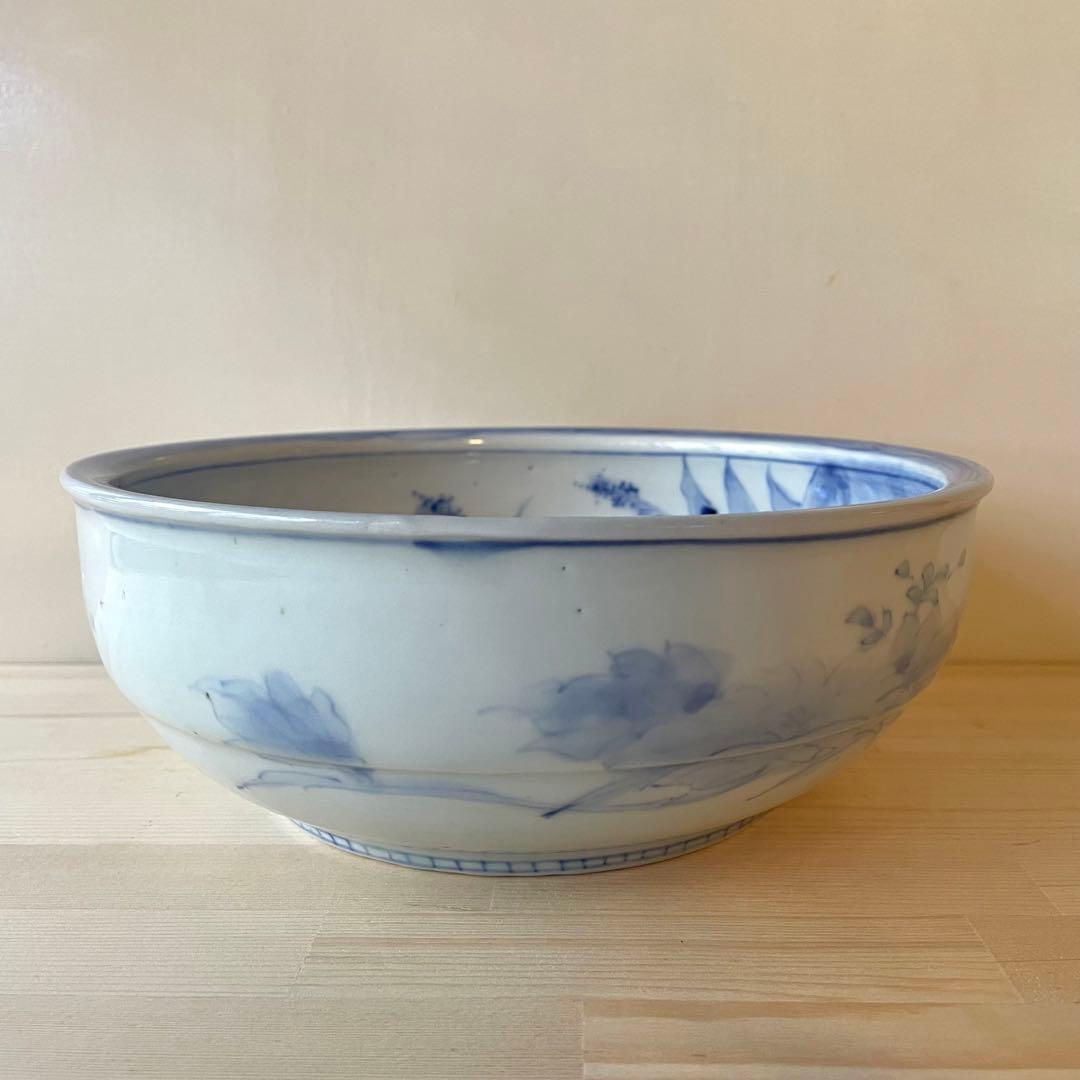 古伊万里 染付 草鳥文 深鉢 呉須 青花