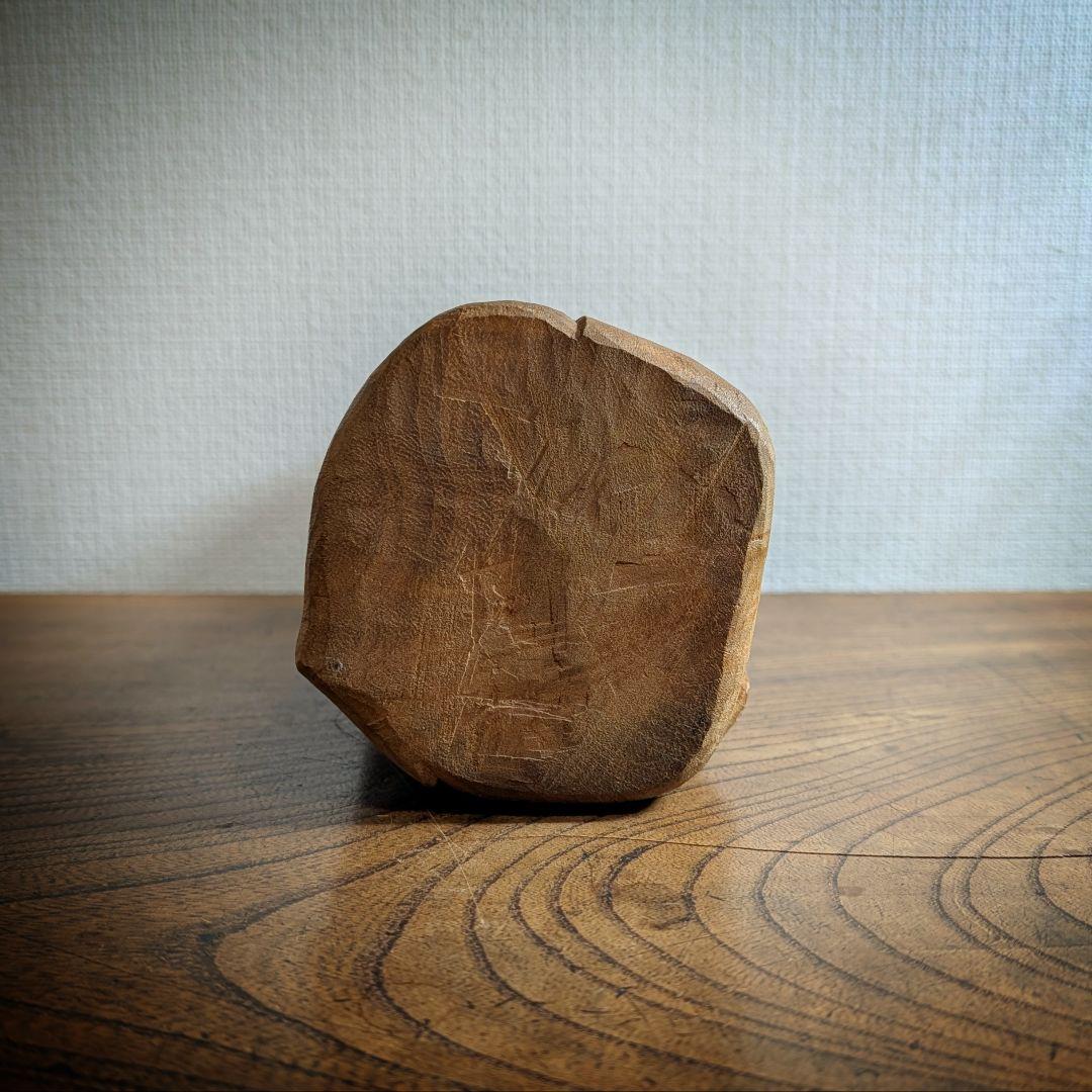 千利休 木彫 像 高さ24.5cm 茶道具 オブジェ 手彫り 木像 置物