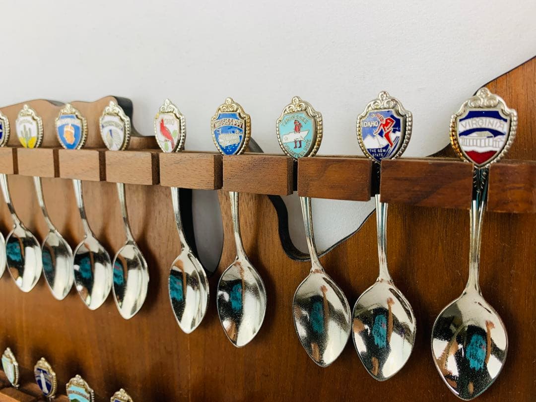 USA型　木製スプーンラック　アメリカ州　スーベニアスプーンラック　セット