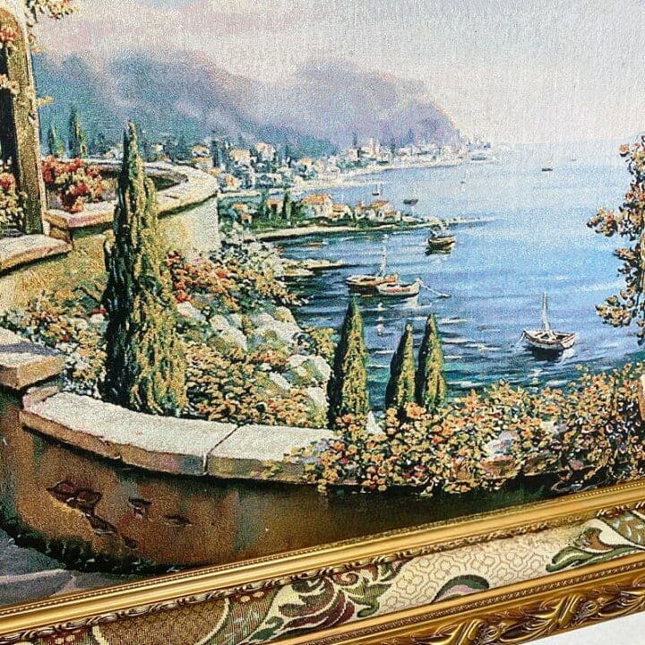 絵画　風景画　フランス・ゴブラン織り使用　良質キャンバス　豪華　金枠　額絵