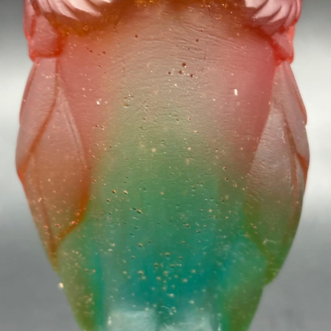 フクロウ 置物 クリスタルガラス ドームフランス オブジェ パートドヴェール