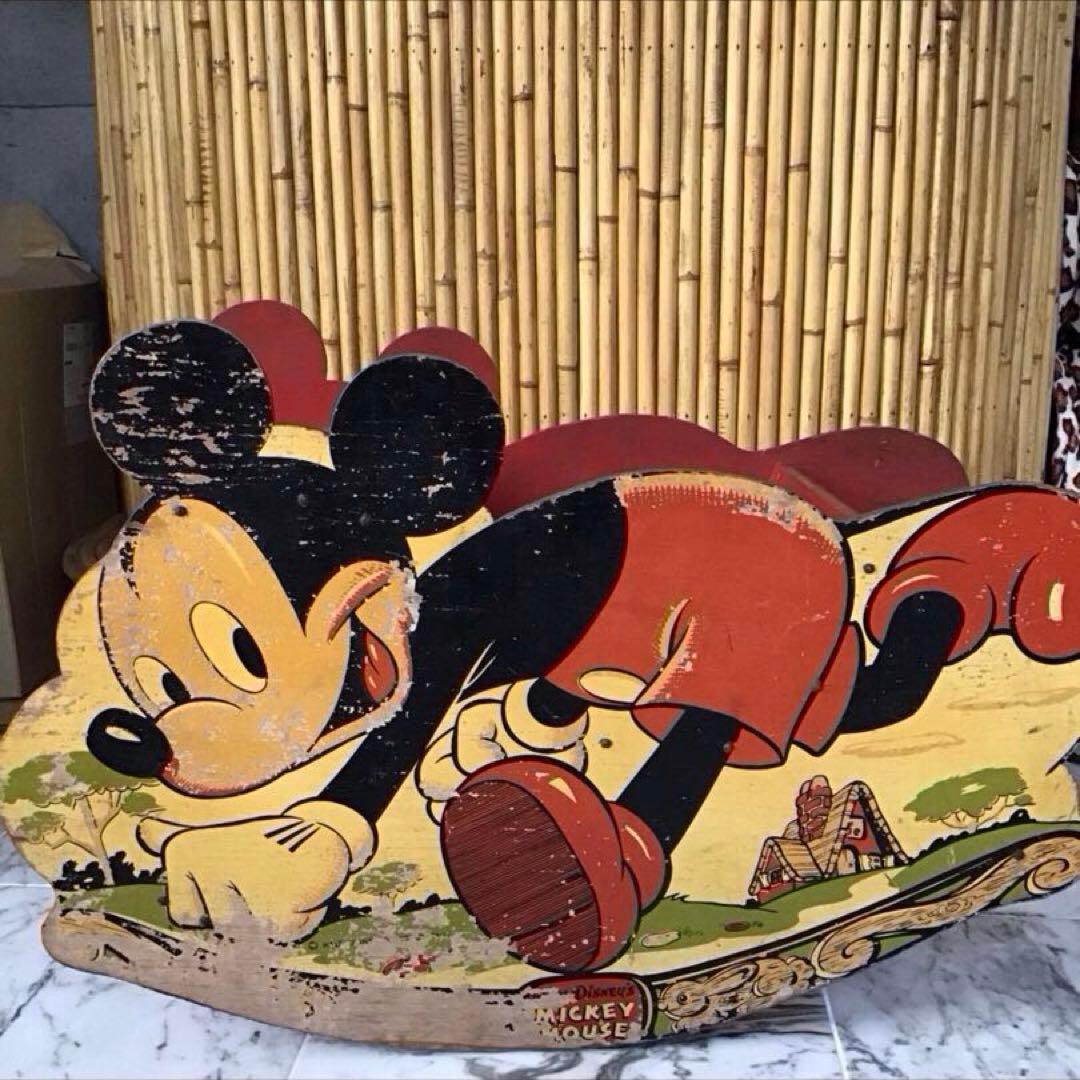 ミッキーマウス W.D.P. ビンテージ 子供用木製ロッキング 特大サイズ