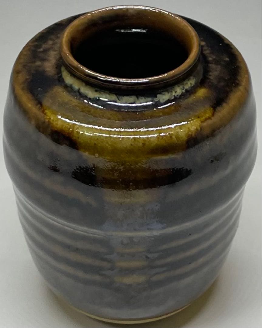 膳所焼　淡海ぜぜ　陽炎園　肩衝茶入 茶道具　仕覆　共箱(四方桟盛蓋) 　V11