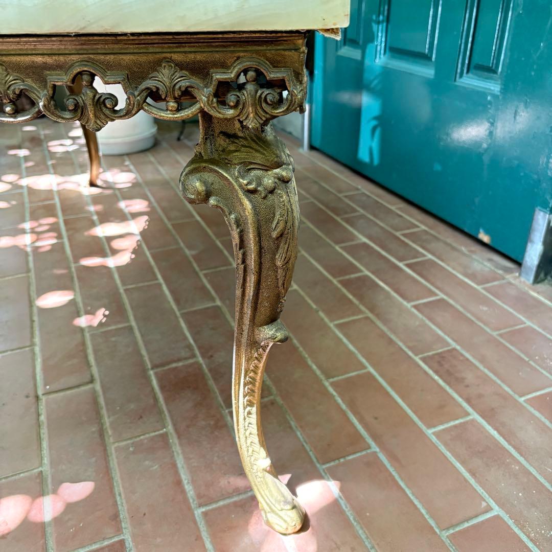 大理石テーブル アンティーク レトロ コーローテーブル　W100×D50×H46