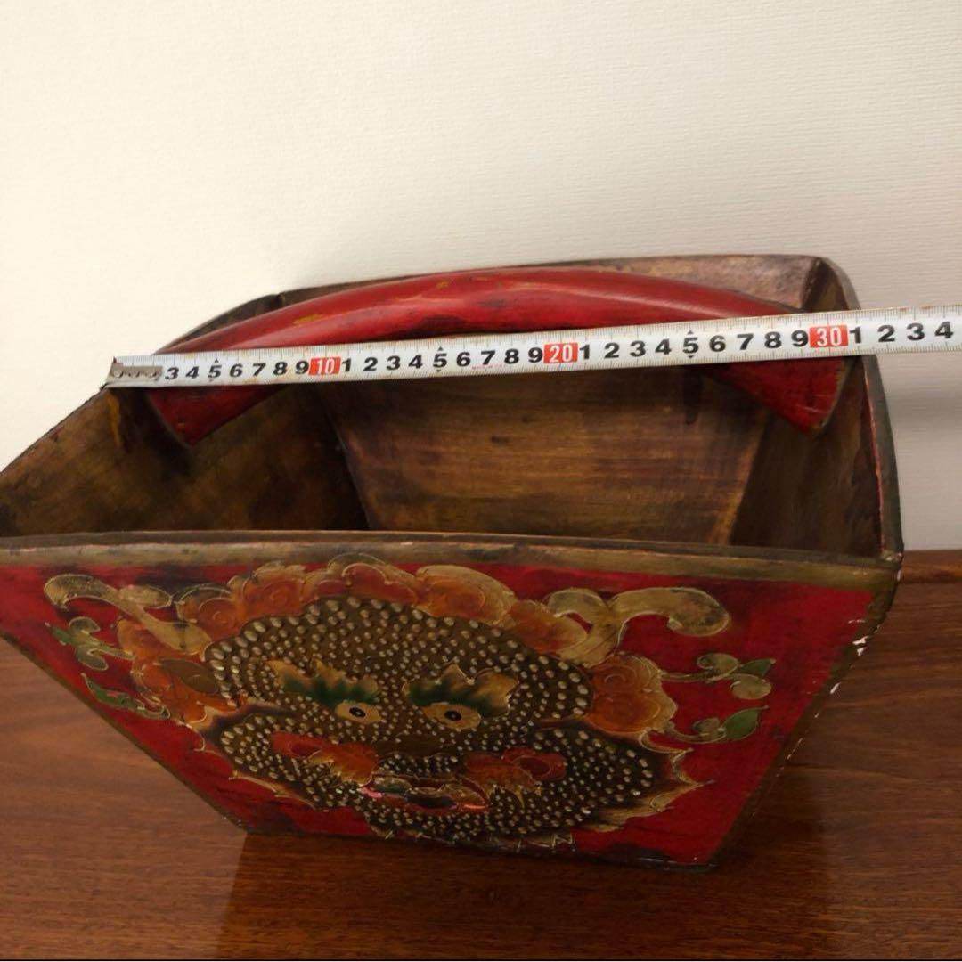 清代 木製龍紋斗