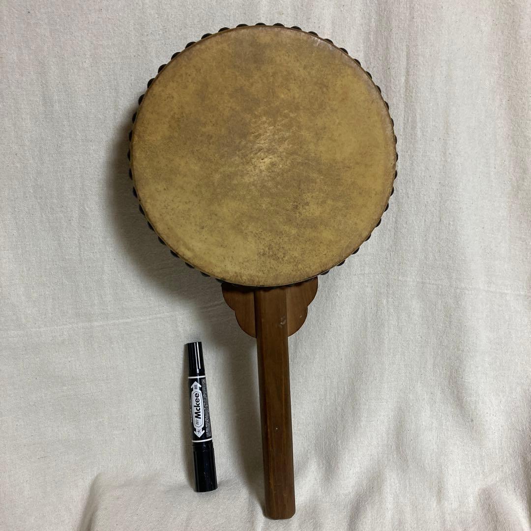 片手 太鼓 レトロ うちわ太鼓 両面たいこ