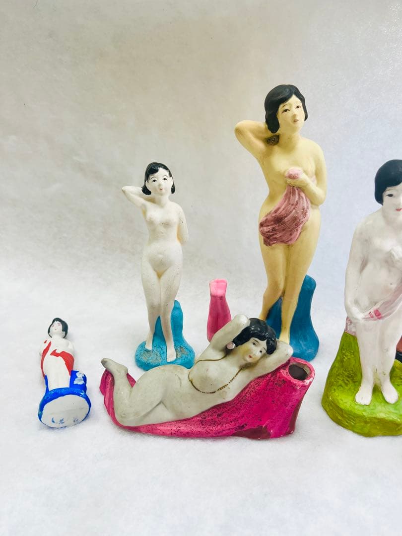 昭和初期 女性像 土人形 裸体表現 10体セット 全長約10〜18cm 美品