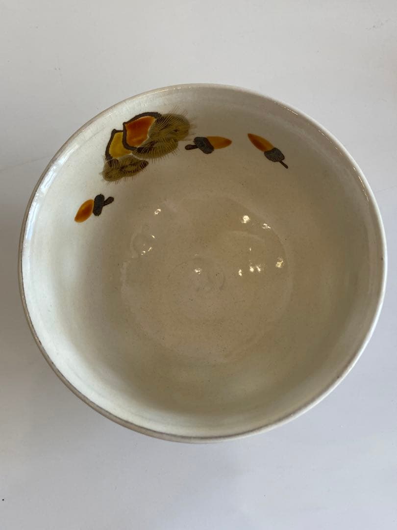 粉引毬栗抹茶茶碗　清和窯作　茶道具