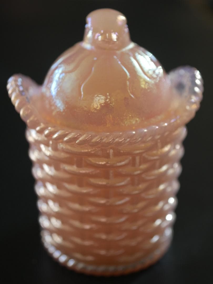 フェントン イリデセントグラス バードオンザネスト 蓋付き小物入れ