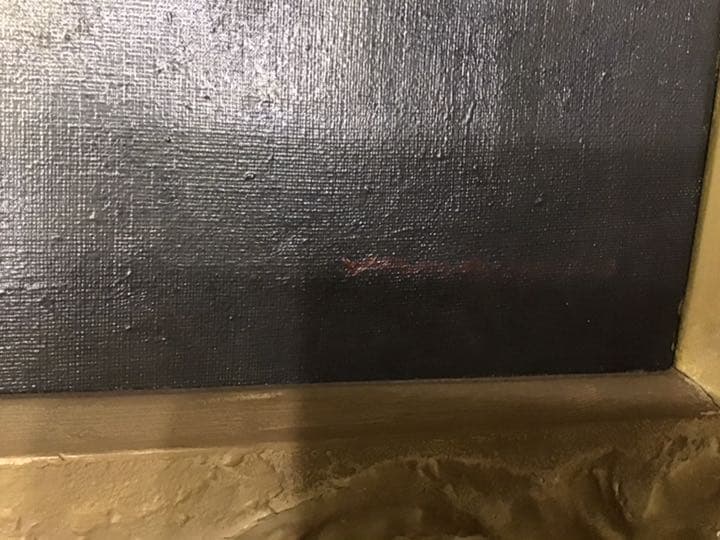 山口硯閑　漁村の朝　油絵