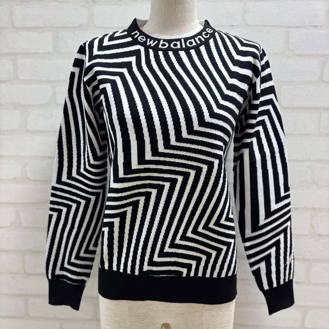 ★美品★ new balance ゴルフウェア セーター Mサイズ 黒 白