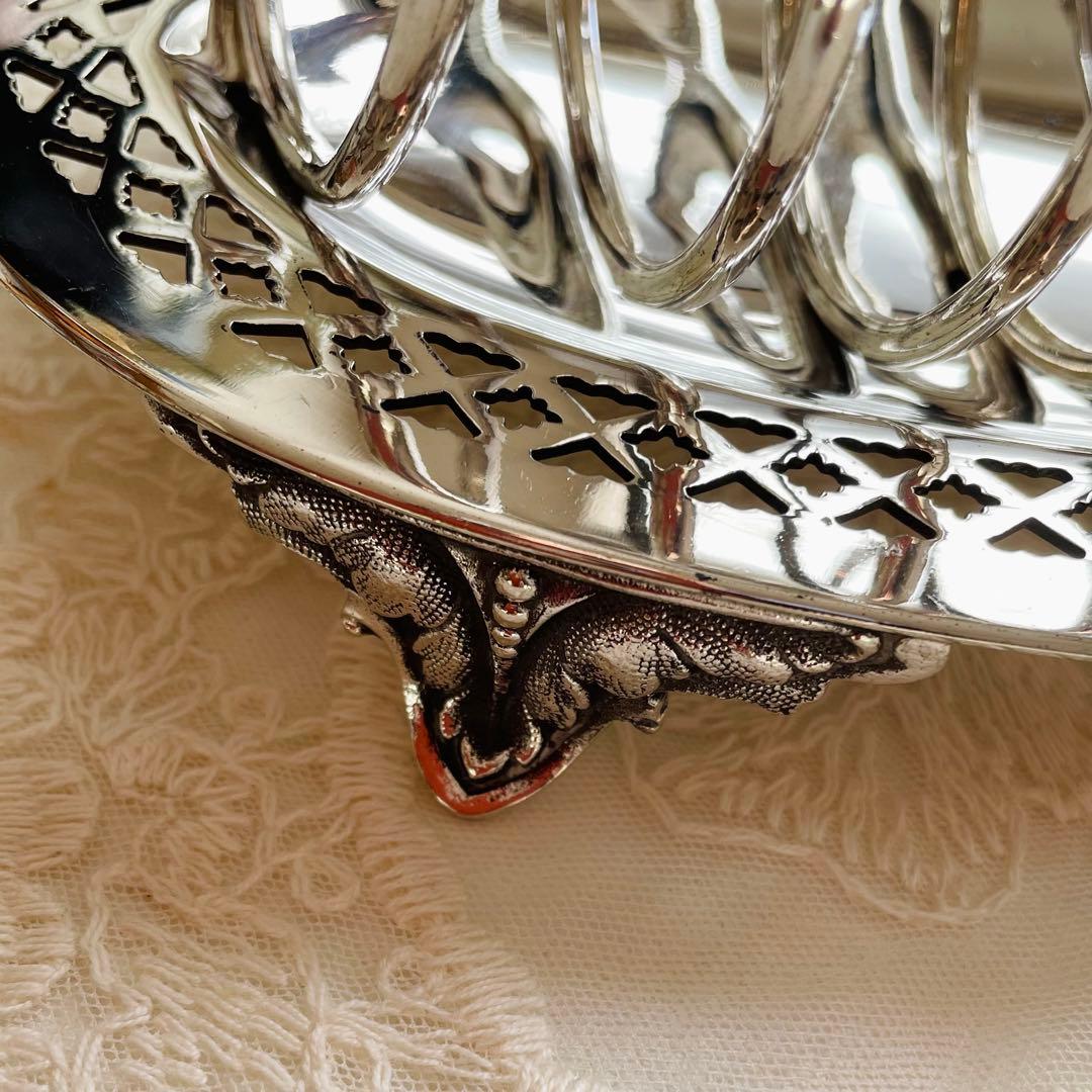 トースターラック　イギリス製　アンティーク　シルバープレート　刻印あり