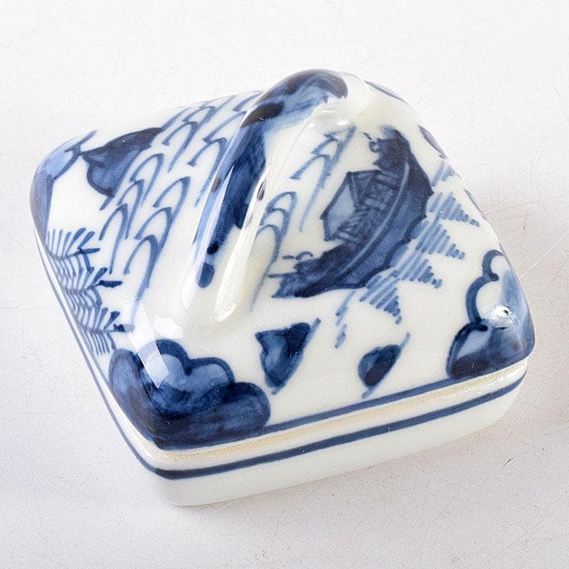 茶道具　京焼　御室窯造　染付　隅田川　香合　共箱　V　7962