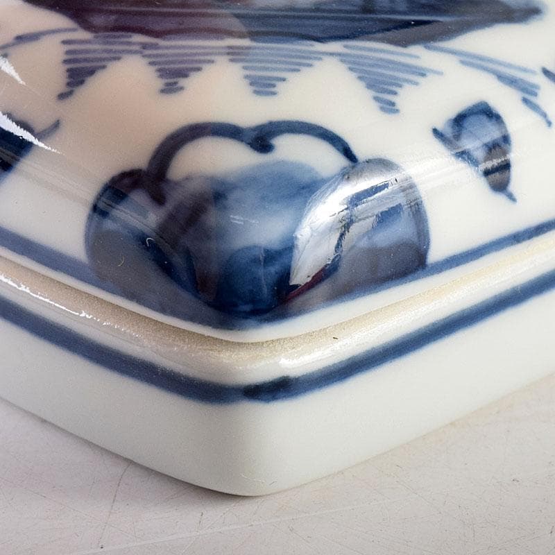 茶道具　京焼　御室窯造　染付　隅田川　香合　共箱　V　7962