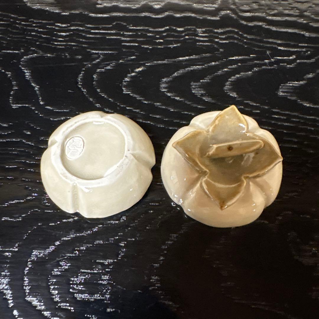 【茶道具】土居庄次造　尾戸焼　柿香合（共箱）