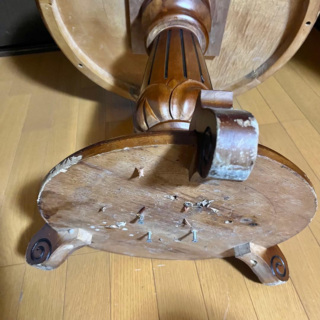 ヨーロピアン アンティーク風 丸テーブル ヴィンテージ 円卓 ラウンドテーブル