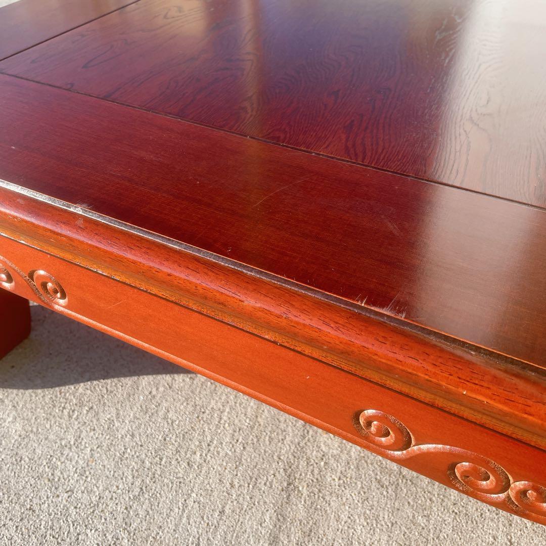 唐木家具 彫刻 花梨家具 木製座卓 ダークブラウン 和室座敷 アンティーク②