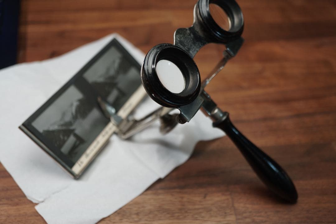 アンティークステレオビューワー フランス ステレオ写真 ガラス乾板 6x12cm