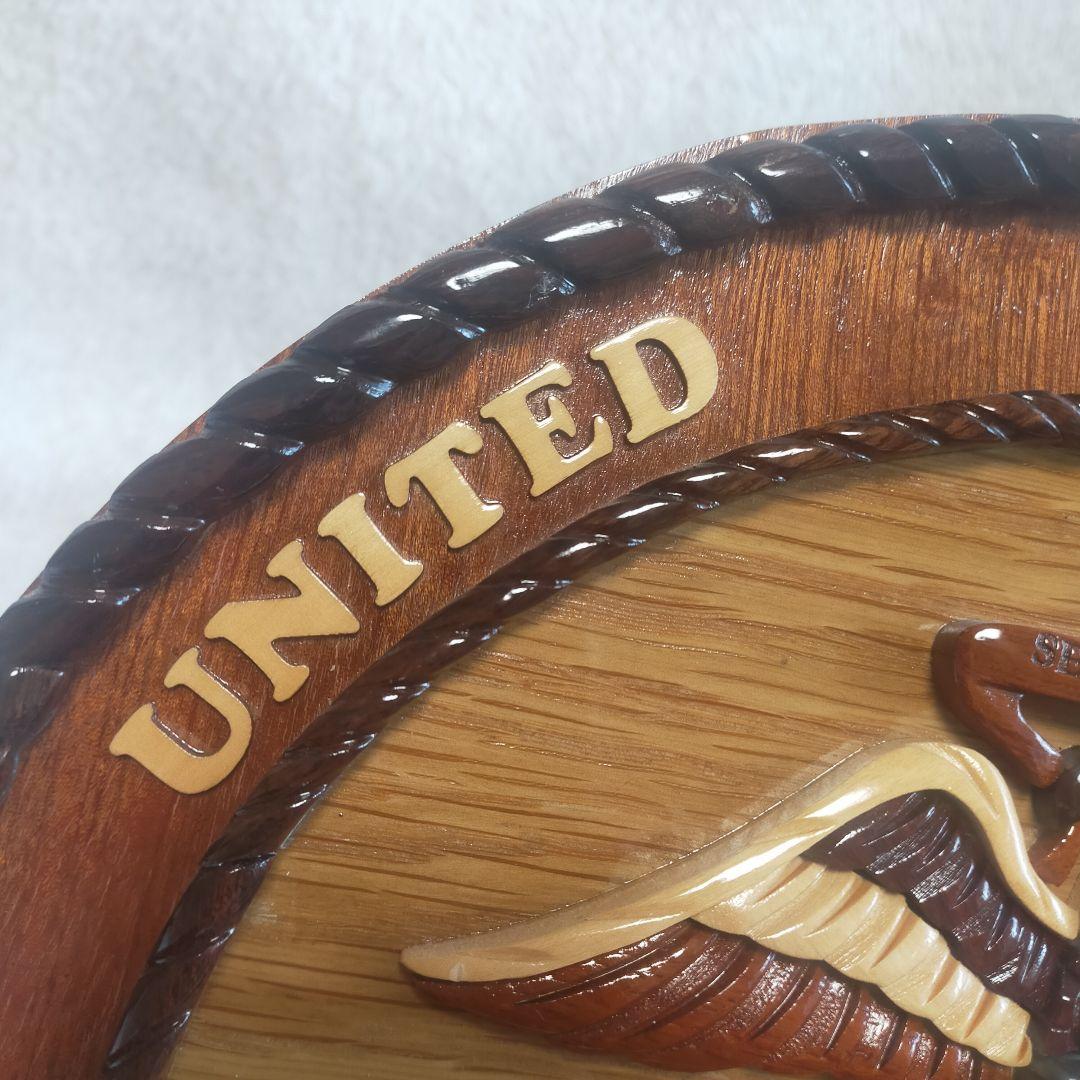 アメリカ MARINE CORPS 海軍 壁掛け インテリア 木製 彫刻