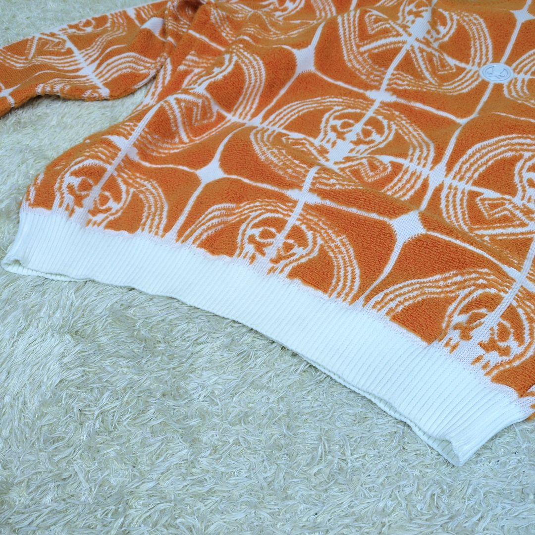 マークアンドロナ ニット クルーネック スカル ウール オレンジ L