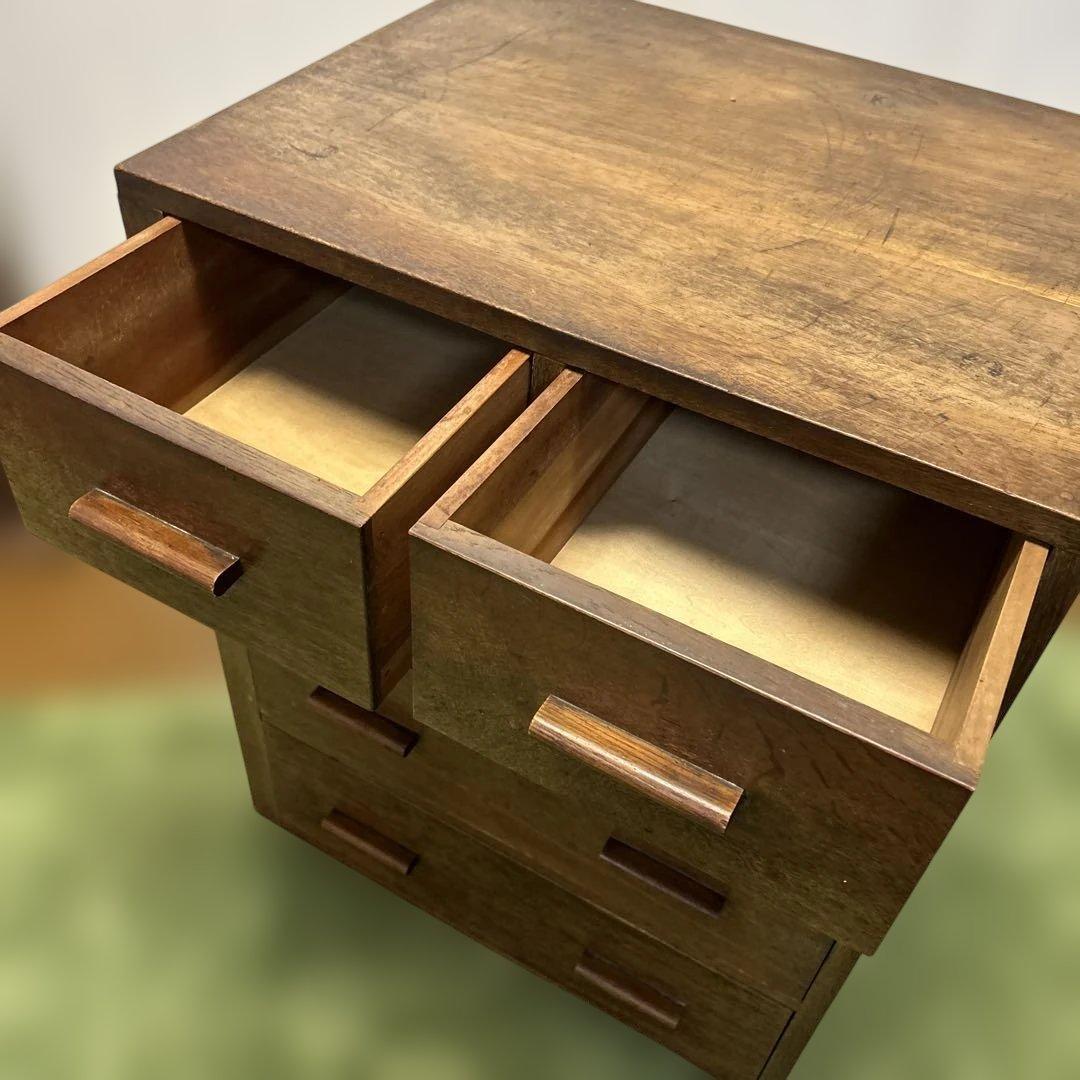 ヴィンテージ　レトロ　ブラウン　木製　チェスト 5引き出し