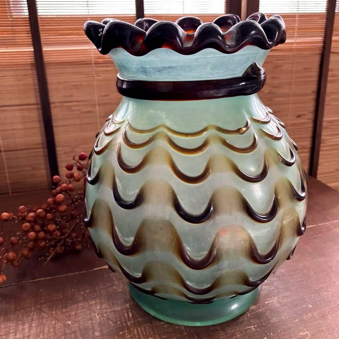 アンティーク　西洋　ガラス　花瓶　ヴィンテージ　スペイン　骨董