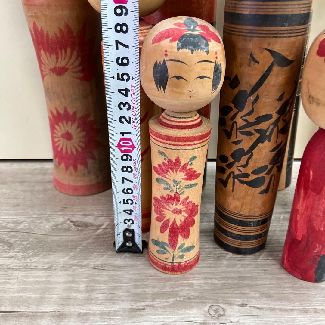 D-3 昭和レトロ 木製 こけし 小芥子 9体セット まとめ売り 日本人形