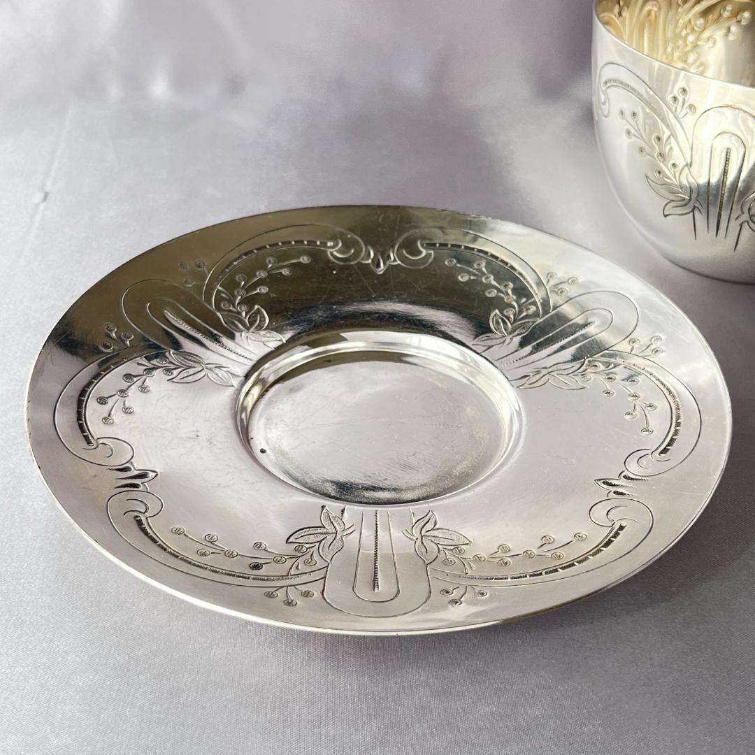 【仏蘭西】アールヌーボー カップ＆ソーサー 【シルバープレート】