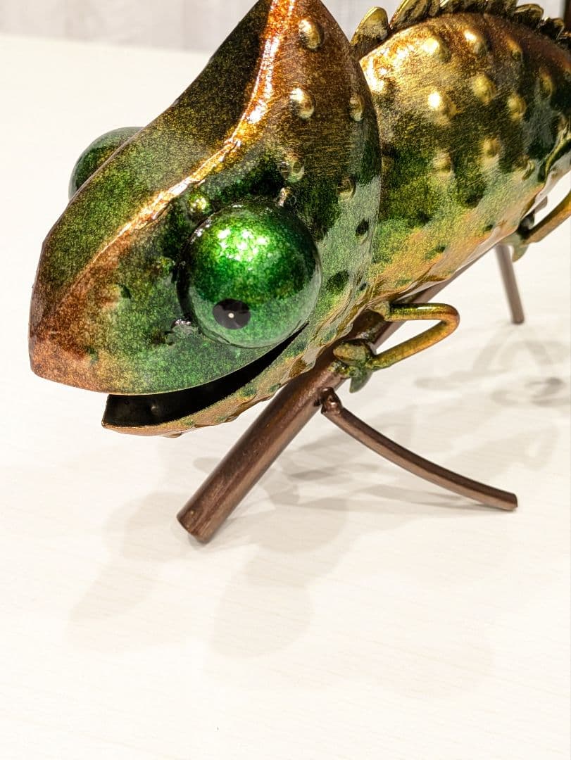 * カメレオン 彫刻 金属 飾り装飾 置物 鉄 動物 家具 野生 屋内 屋外