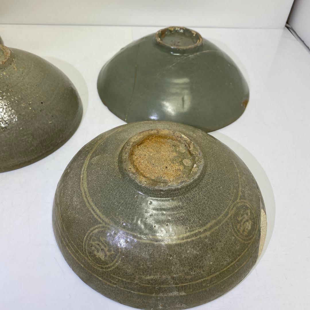 16世紀　高麗青磁　白泥象嵌鉢6点　トヒエ　東さ7-1227☆2F