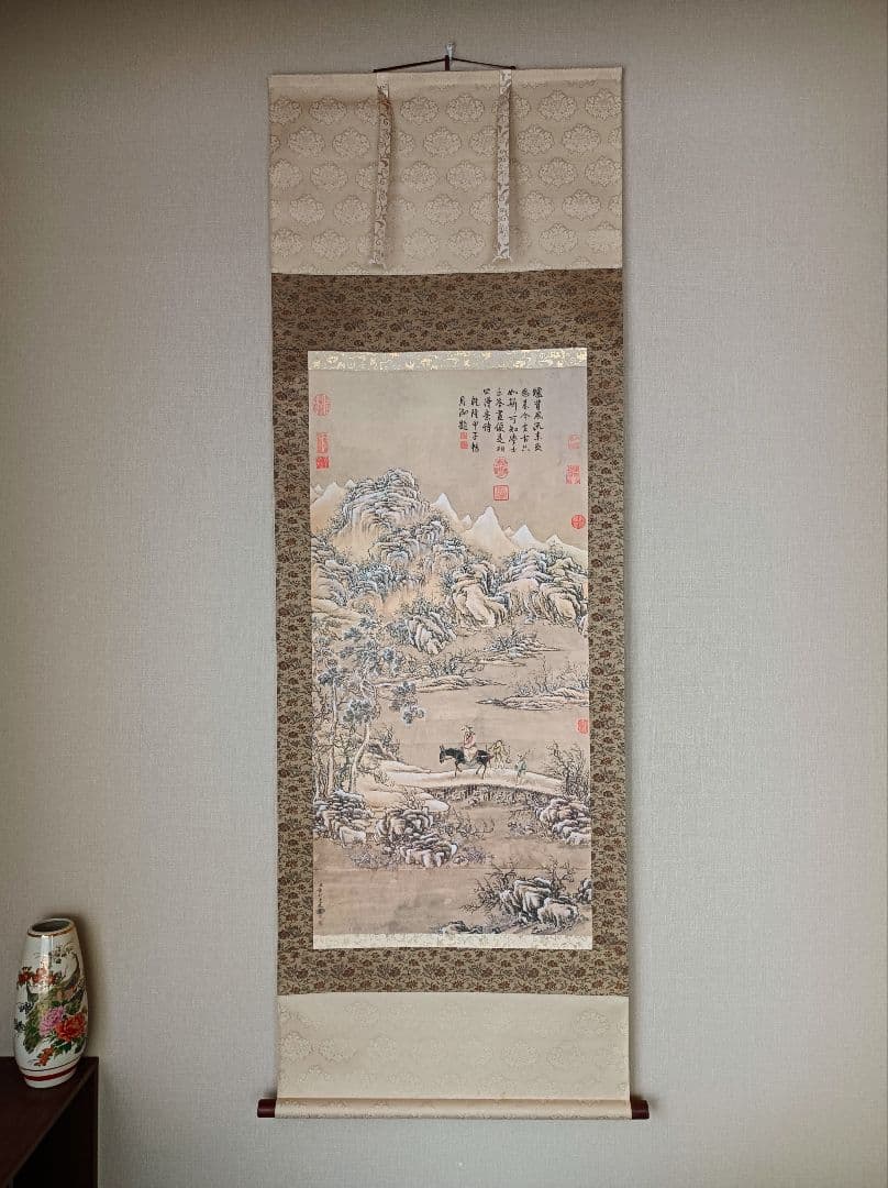 美品 開運 縁起物 おもてなし 軸 絵 雪 花 山水 禅 中国 美術 インテリア