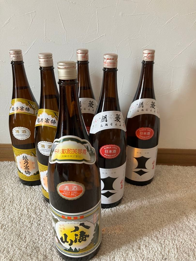 日本酒六本セット　八海山、越乃寒梅、剣菱