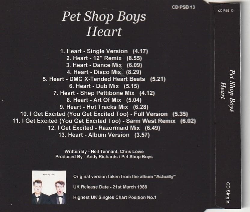 PET SHOP BOYS　HEART　13トラック収録　貴重 リミックス集CD