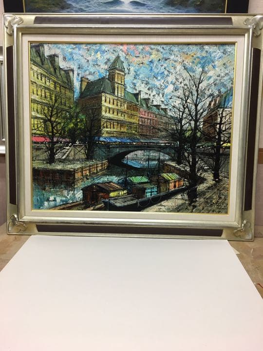 油絵手書き原画  ベニスの運河  イタリア画家バツシーニ作品大作