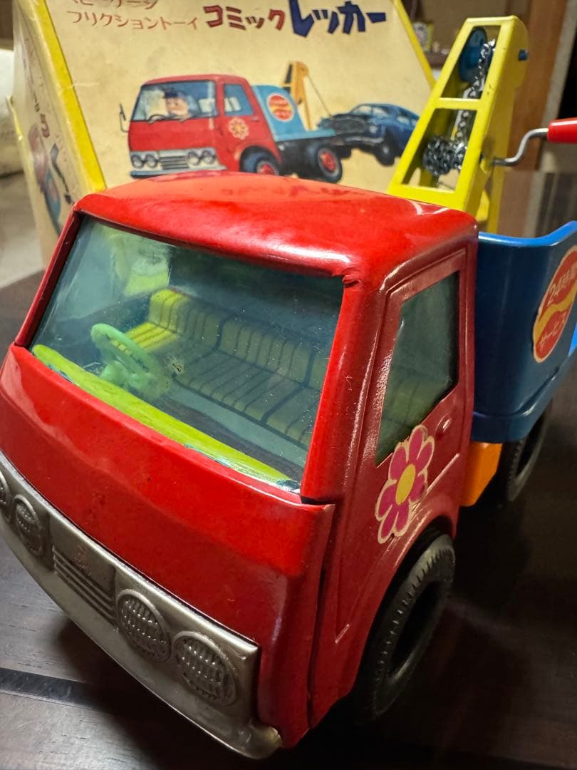 ブリキのおもちゃ　 幼稚園バス　コミックレッカー車 昭和レトロ