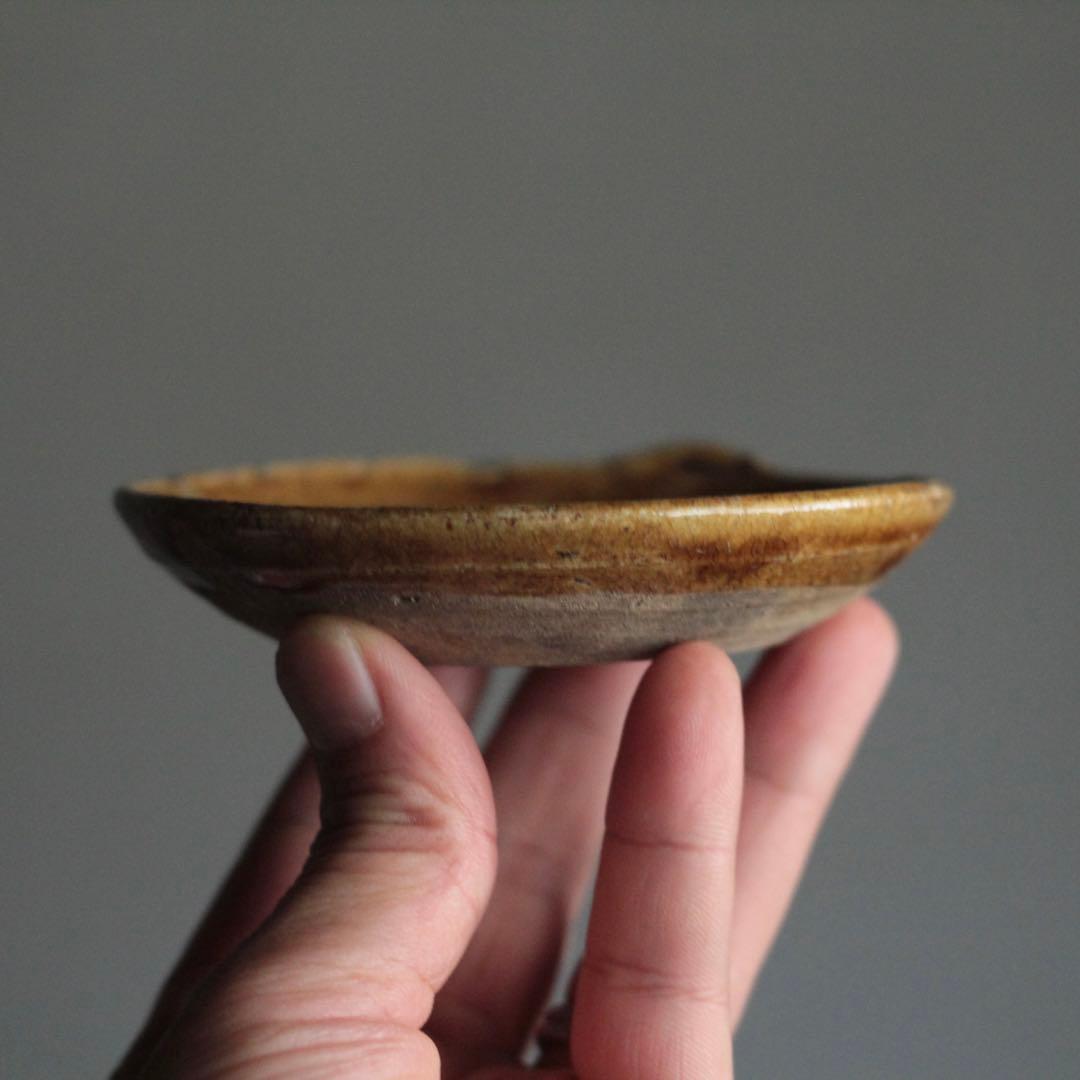 美濃 飴釉 小皿 No.3 古美術 古道具 アンティーク