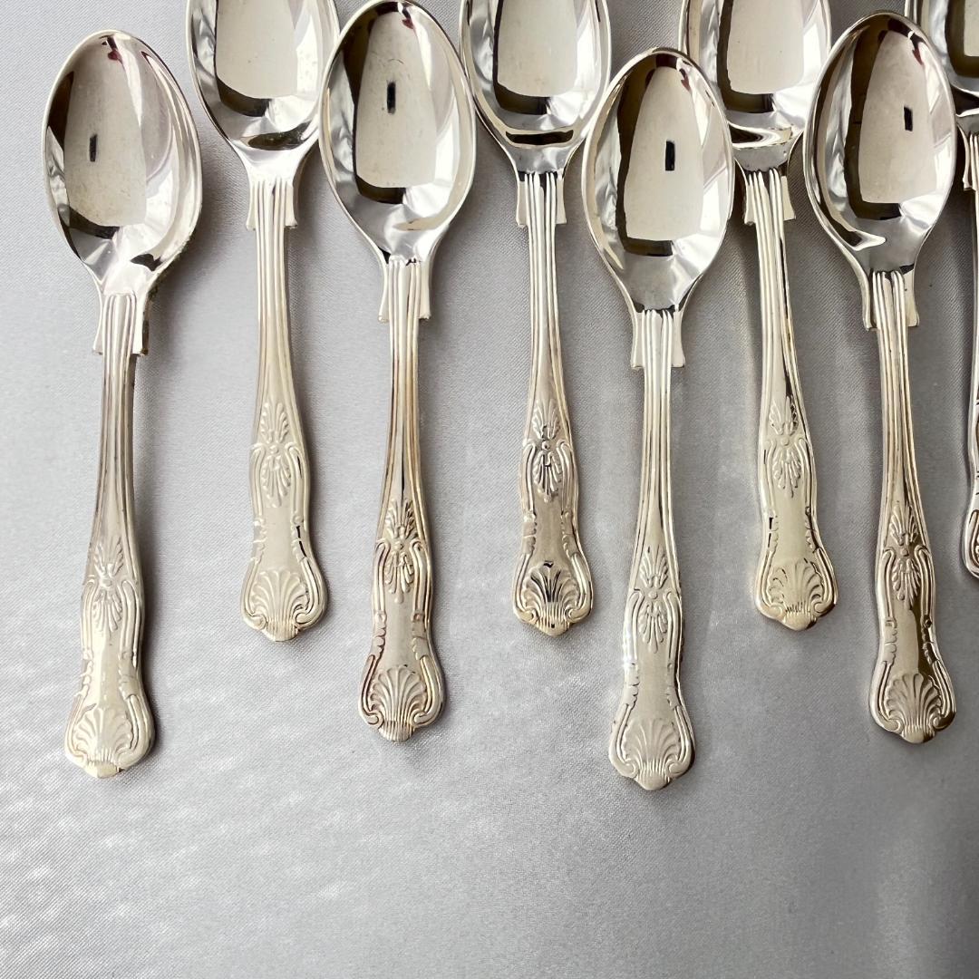 【英国】 キングスパターン ティースプーン 12本【シルバープレート】12cm