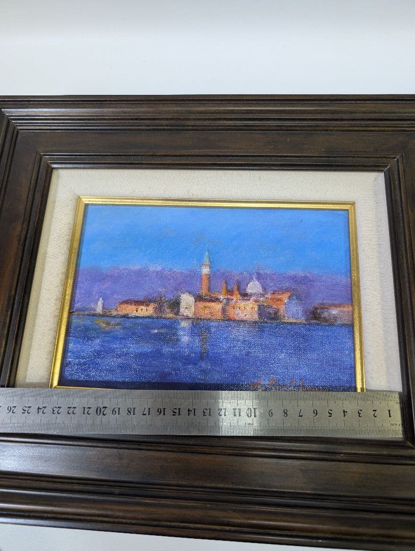 真作 洋画 油彩 藤原薫 ヴェネチア 朝陽 F0サイズ 香川県画家風景画 油彩画