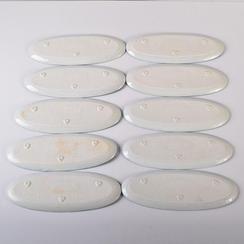 肥前有田焼　泉寿堂謹製　染錦　紅葉菖蒲文　楕円皿　十客　共箱　M　R8139B