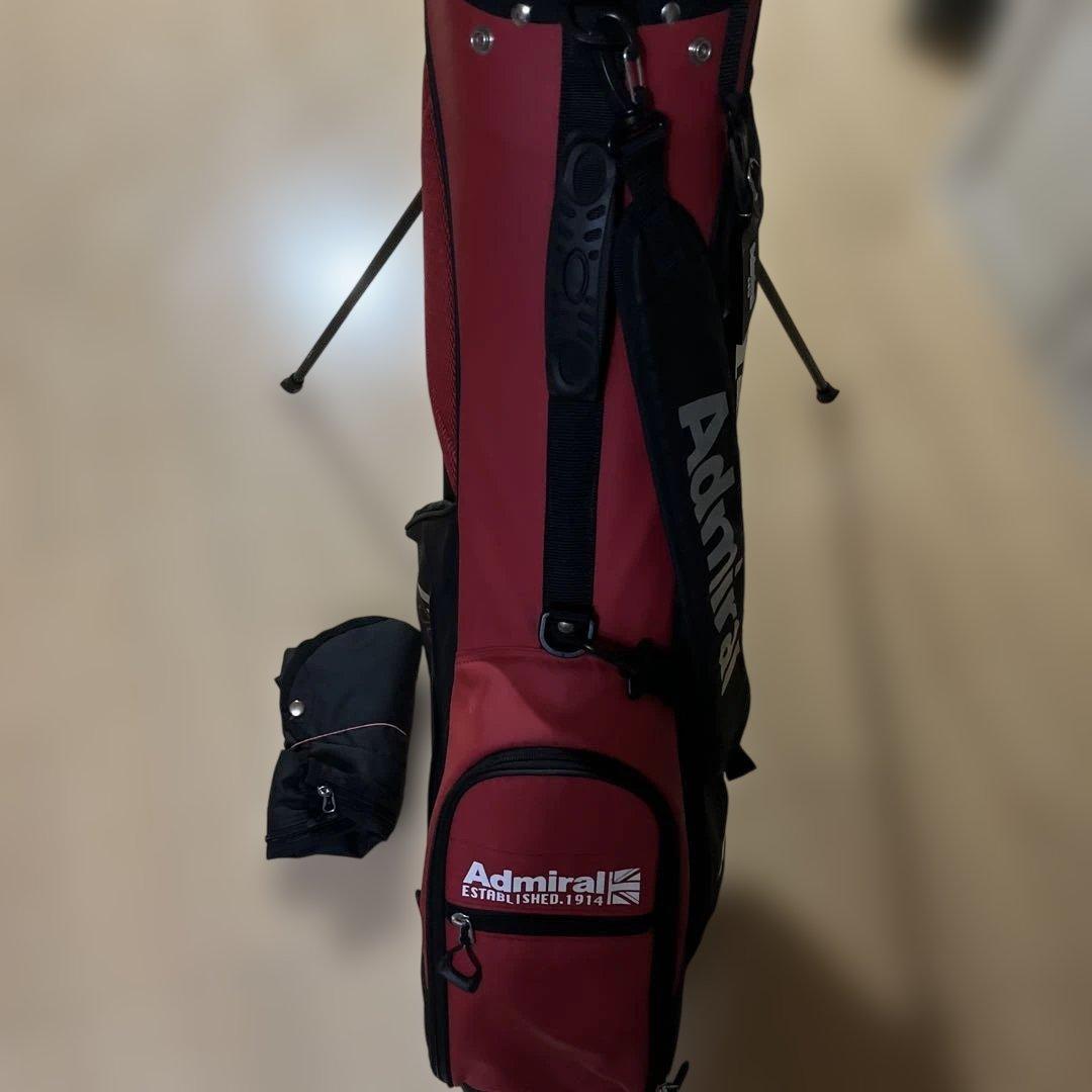 Admiral 赤色 キャディバッグ 小物ポーチ付き