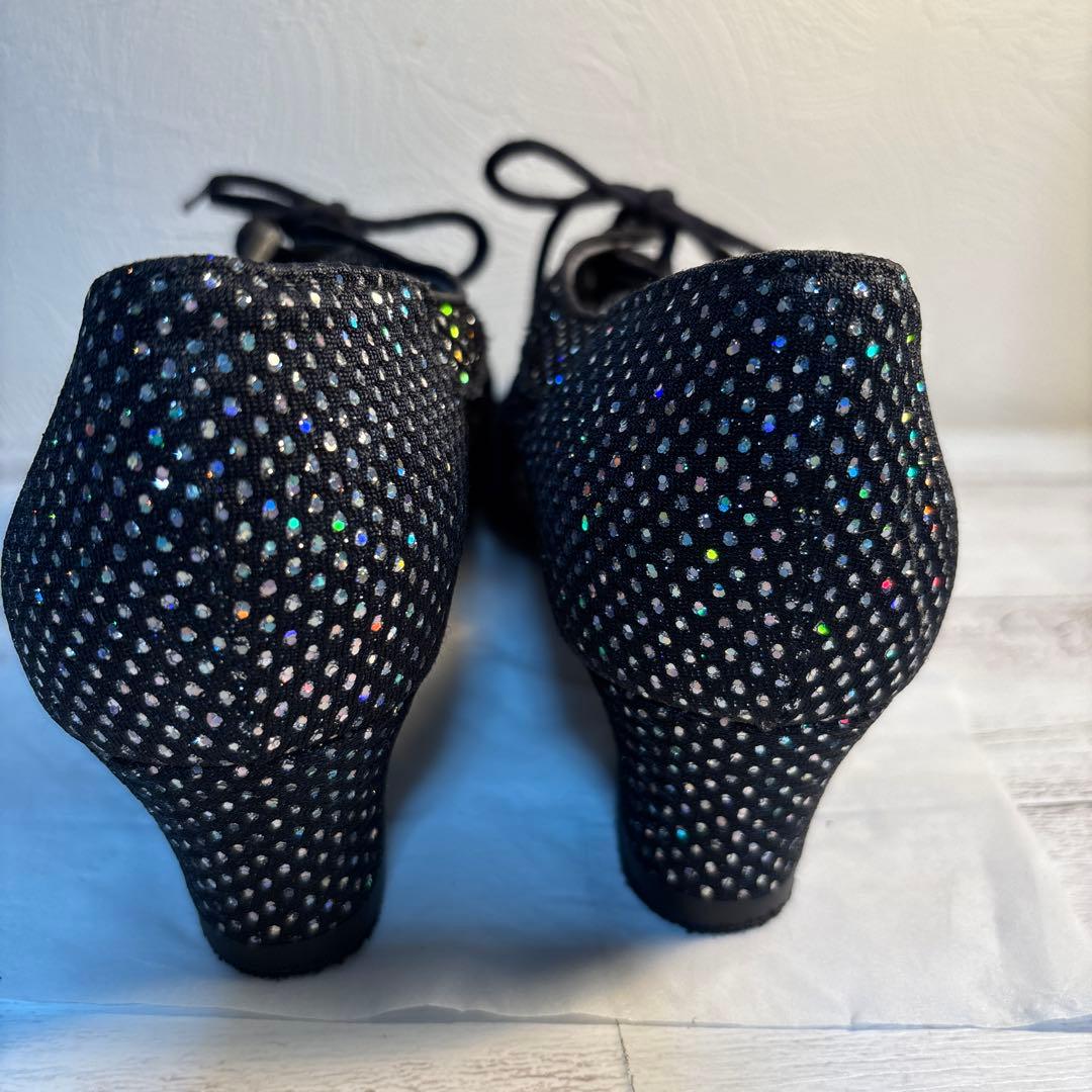 黒 スパンコール付き ダンスシューズ 女性用