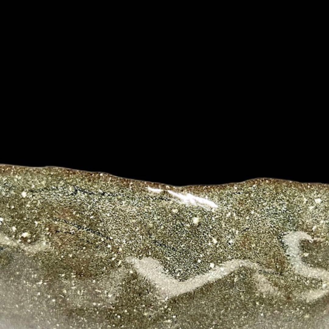 深緑釉茶碗 合わせ箱付 口径10.4cm 木箱修復済 茶道具