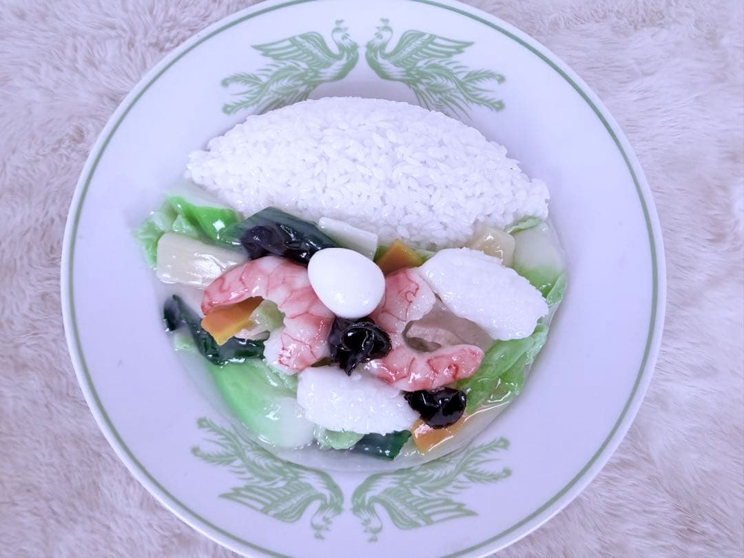 昭和レトロ 海鮮うま煮丼 食品サンプル 中華料理 町中華 直径約23.5cm