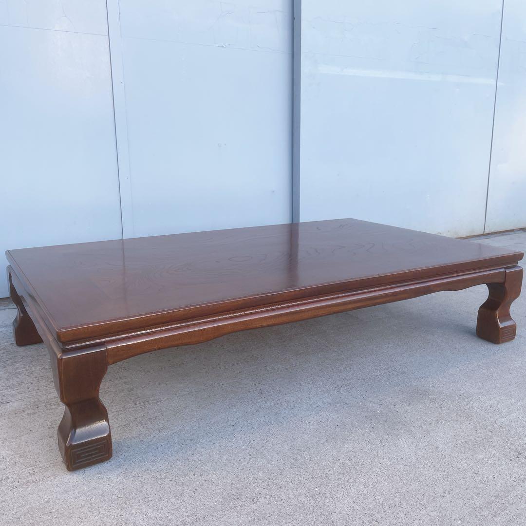 唐木家具 彫刻 花梨家具 木製座卓 ダークブラウン 和室 アンティーク①