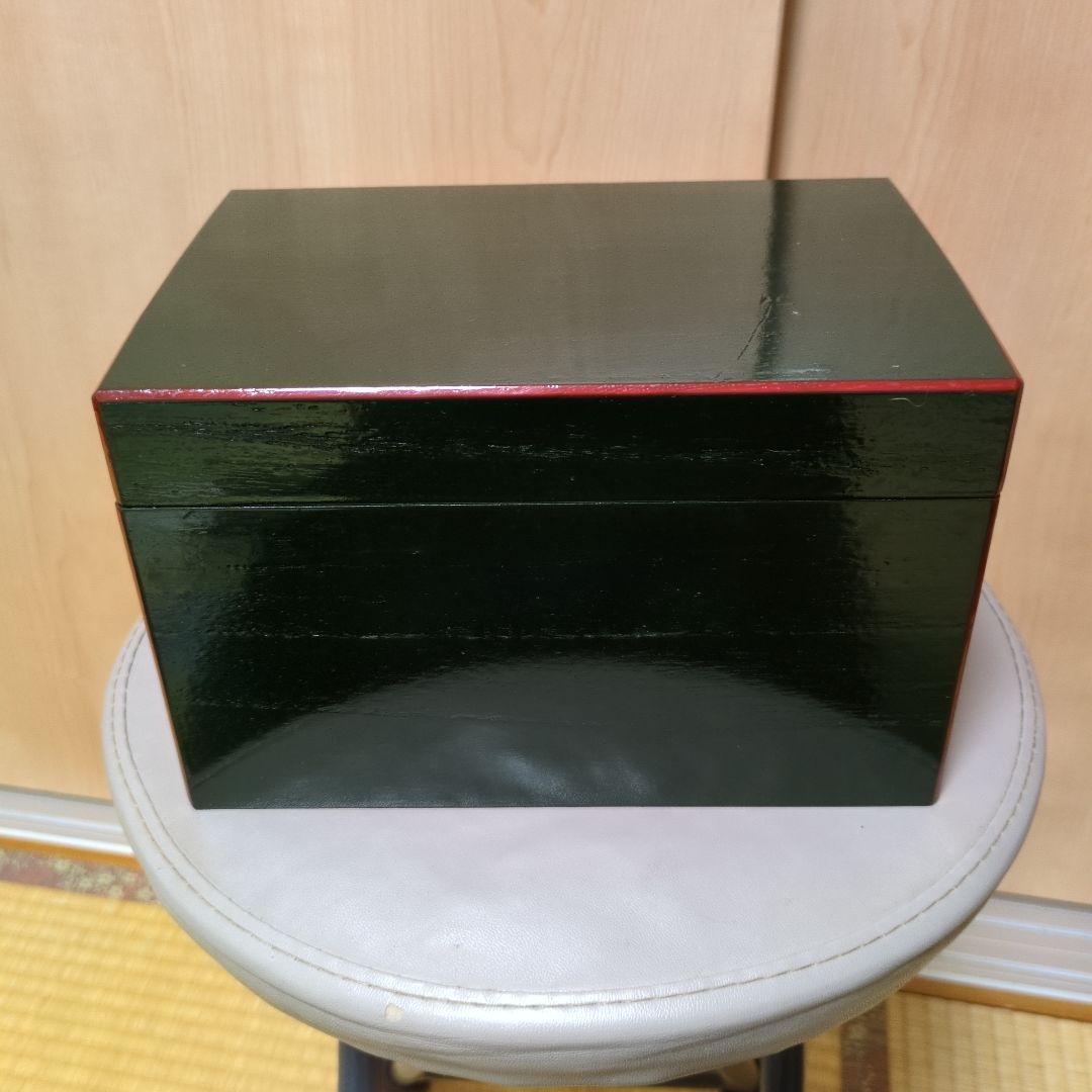 野点　茶道具セット 木製箱 茶器 茶碗等　深緑　青面朱　セット